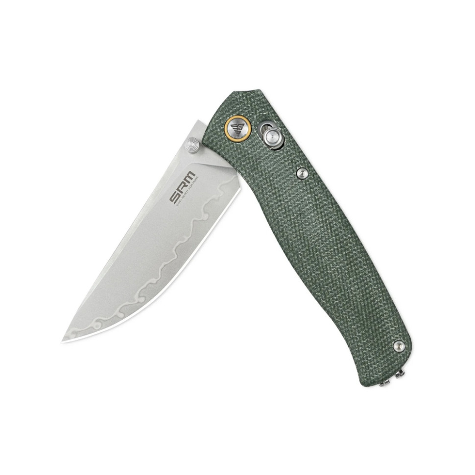 Ніж складаний туристичний SRM Medal 255L-MG3 (8.2 см) 140Cr / Micarta зелений, фото 2