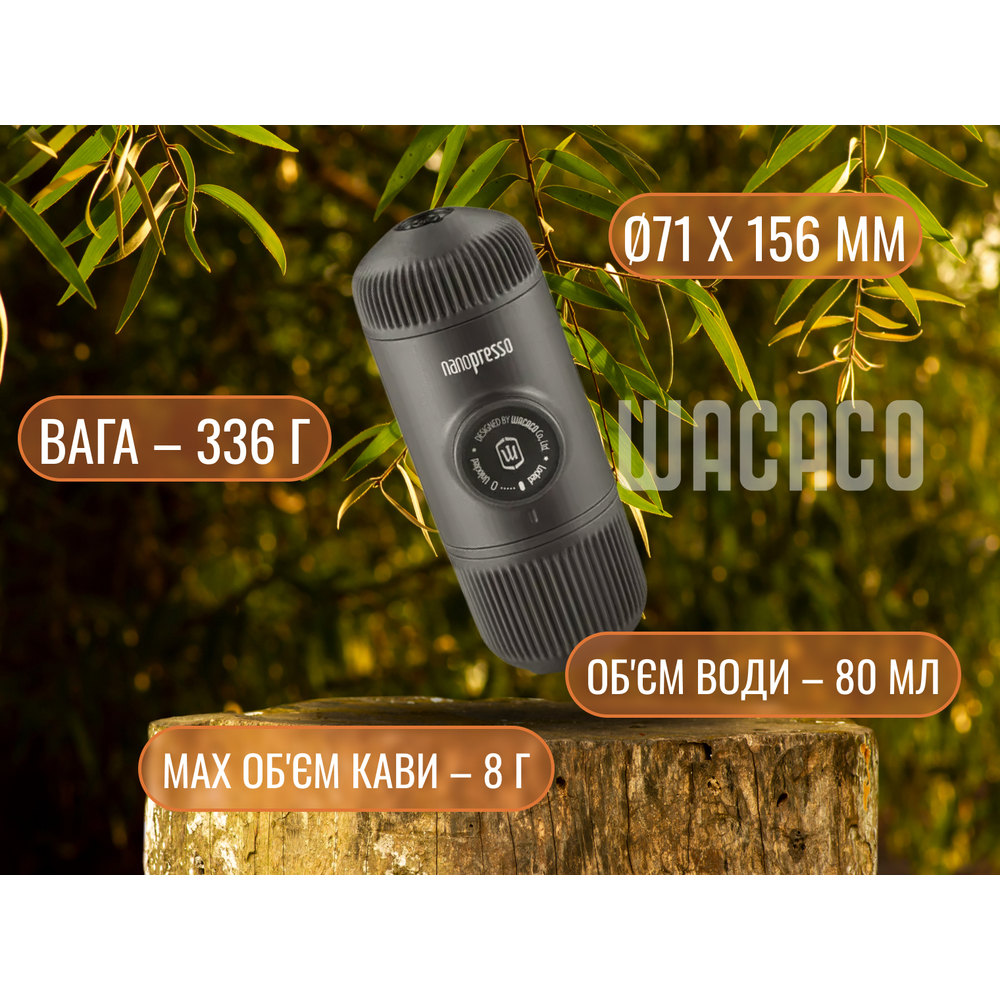 Портативная эспрессо-кофеварка Wacaco Nanopresso розовая с чехлом, механическая, для молотого кофе