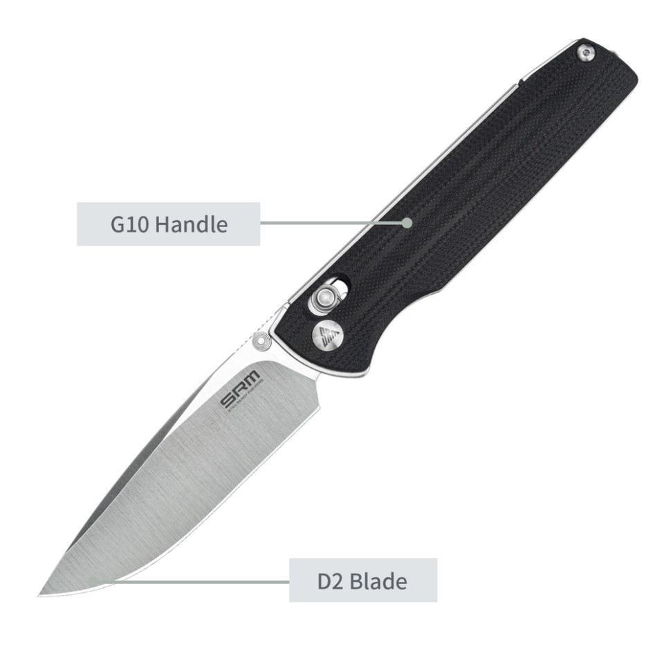 Ніж складаний туристичний SRM Terrier 258L-GB (9.3 см) D2 / G10 чорний, фото 12