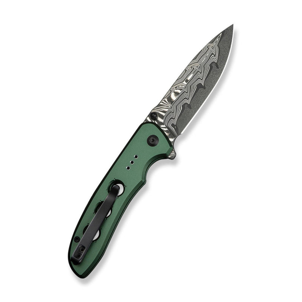 Нож складной туристический Civivi Hyperpulse, (8.9 см) Damascus / Aluminum темно-зеленый