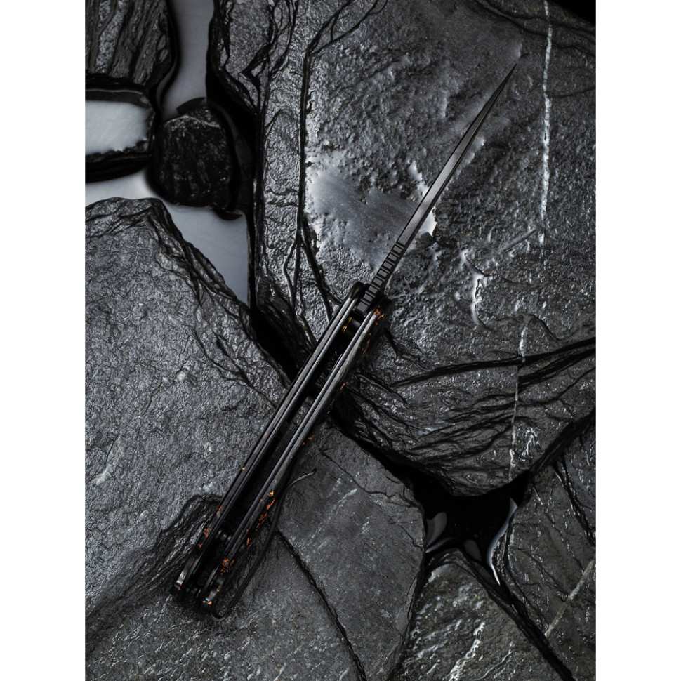 Нож складной карманный Civivi Elementum, (7.5 см) Damascus / Carbon Fiber черный