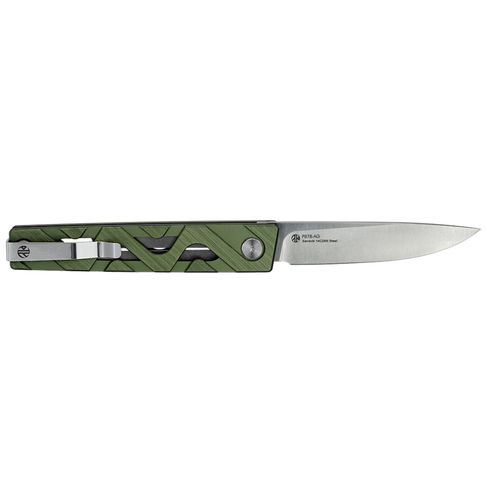 Ніж складаний туристичний Ruike P878-AG, (8.7 см) 14C28N / 6063Aluminum зелений, фото 3