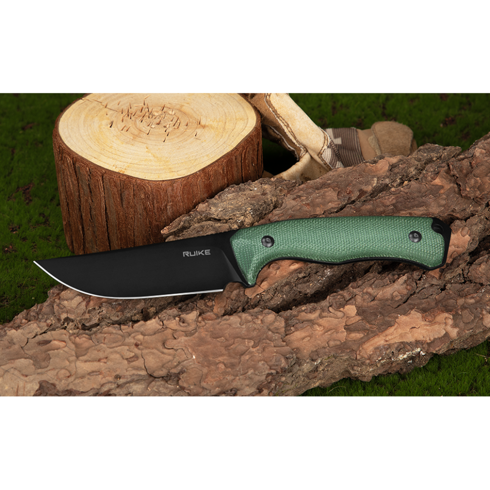 Нож охотничий с фиксированным клинком  Ruike F186-MG, (11.8 см) D2 / Micarta зеленый
