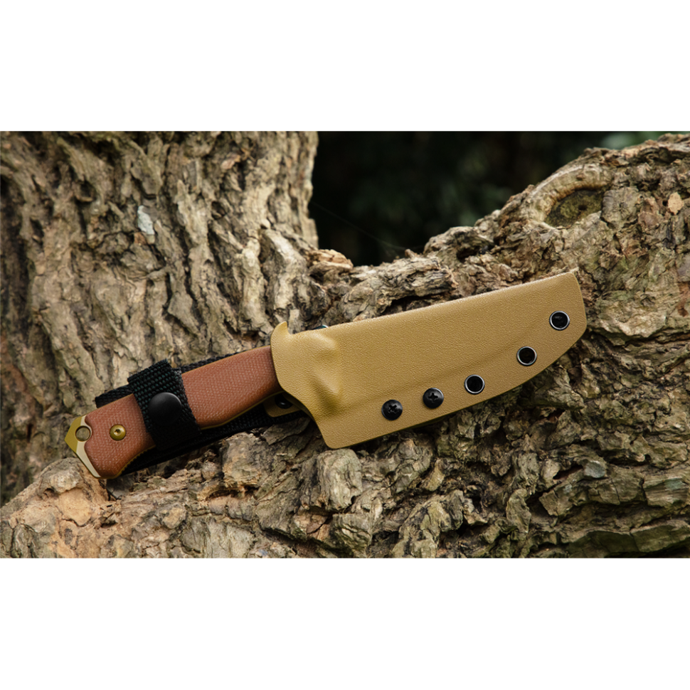 Нож охотничий с фиксированным клинком Ruike F186-MN, (11.8 см) D2 / Micarta коричневый