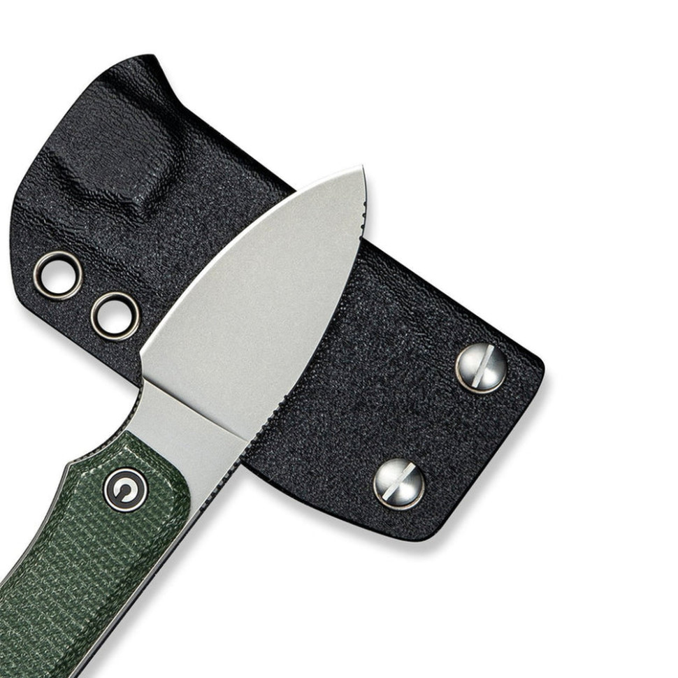 Ніж фіксований кишеньковий Civivi Baby Banter, (6.1 см) Nitro-V / Micarta темно-зелений з чохлом