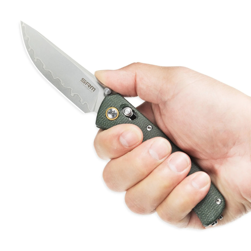 Ніж складаний туристичний SRM Medal 255L-MG3 (8.2 см) 140Cr / Micarta зелений, фото 9