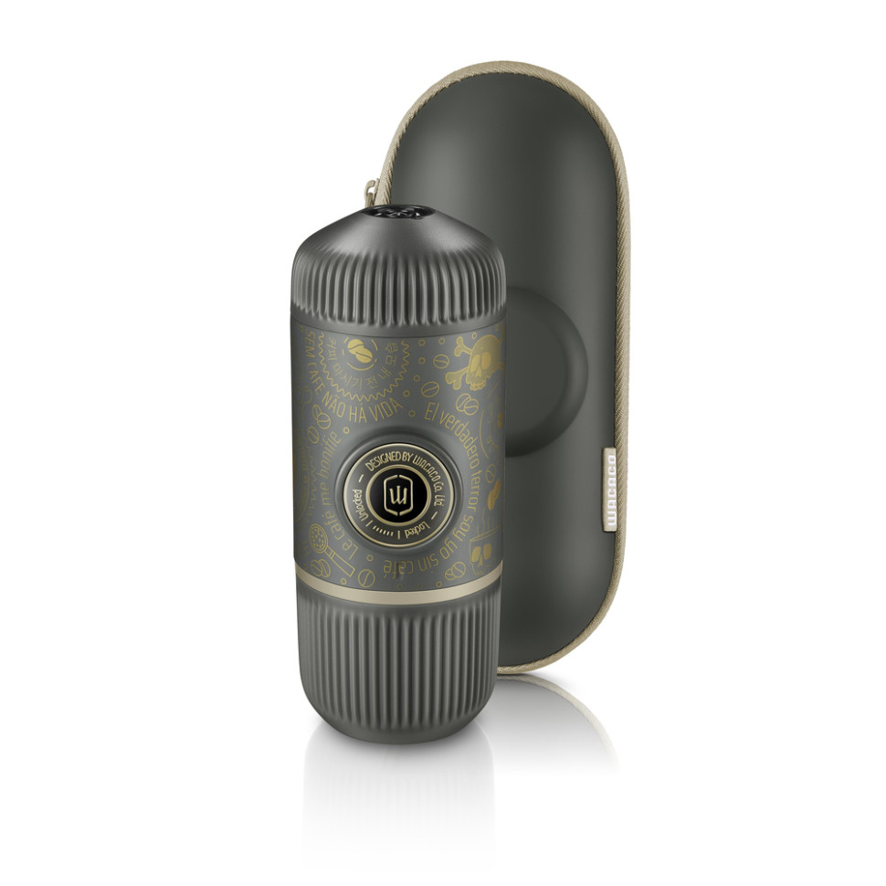 Портативная эспрессо-кофеварка Wacaco Nanopresso темно-серая с чехлом, механическая, для молотого кофе