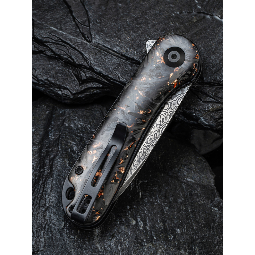 Нож складной карманный Civivi Elementum, (7.5 см) Damascus / Carbon Fiber черный