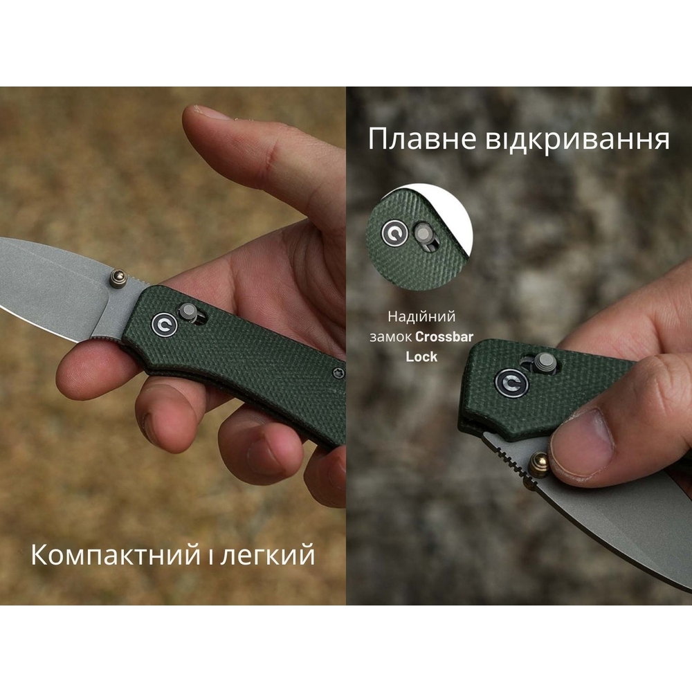 Ніж складаний кишеньковий Civivi Baby Banter 2, (5.9 см) Nitro-V / Micarta темно-зелений, фото 11