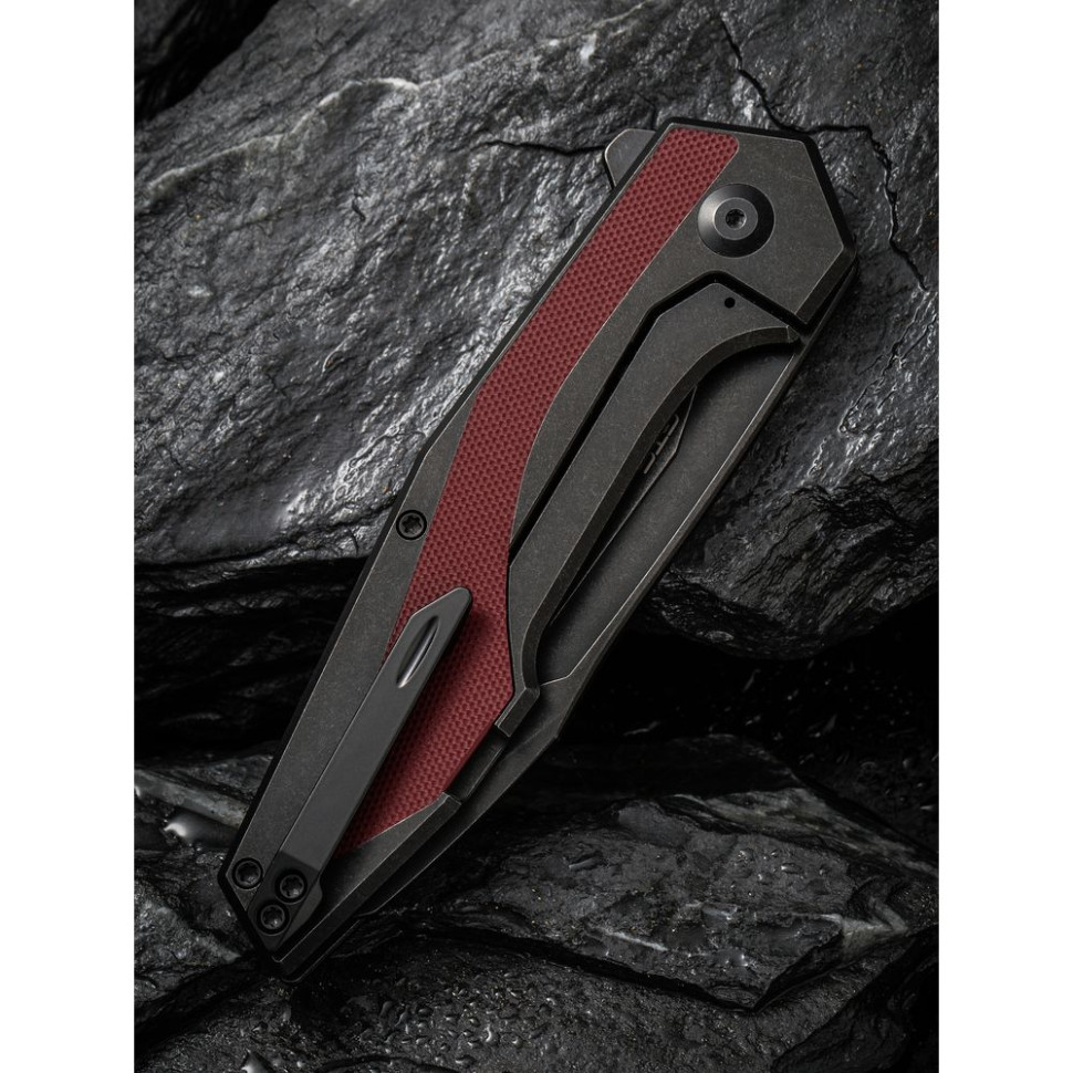 Нож складной туристический Civivi Hypersonic, (9.4 см) 14C28N / Steel & G10 чорно-бордовий