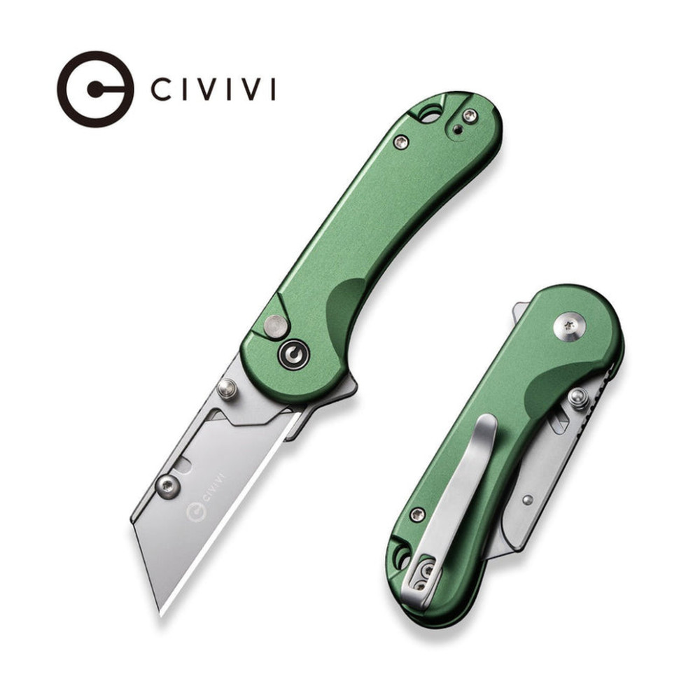 Ніж трапеція складаний кишеньковий Civivi Elementum Utility, (5.8 см) 6Cr13 / Aluminum зелений