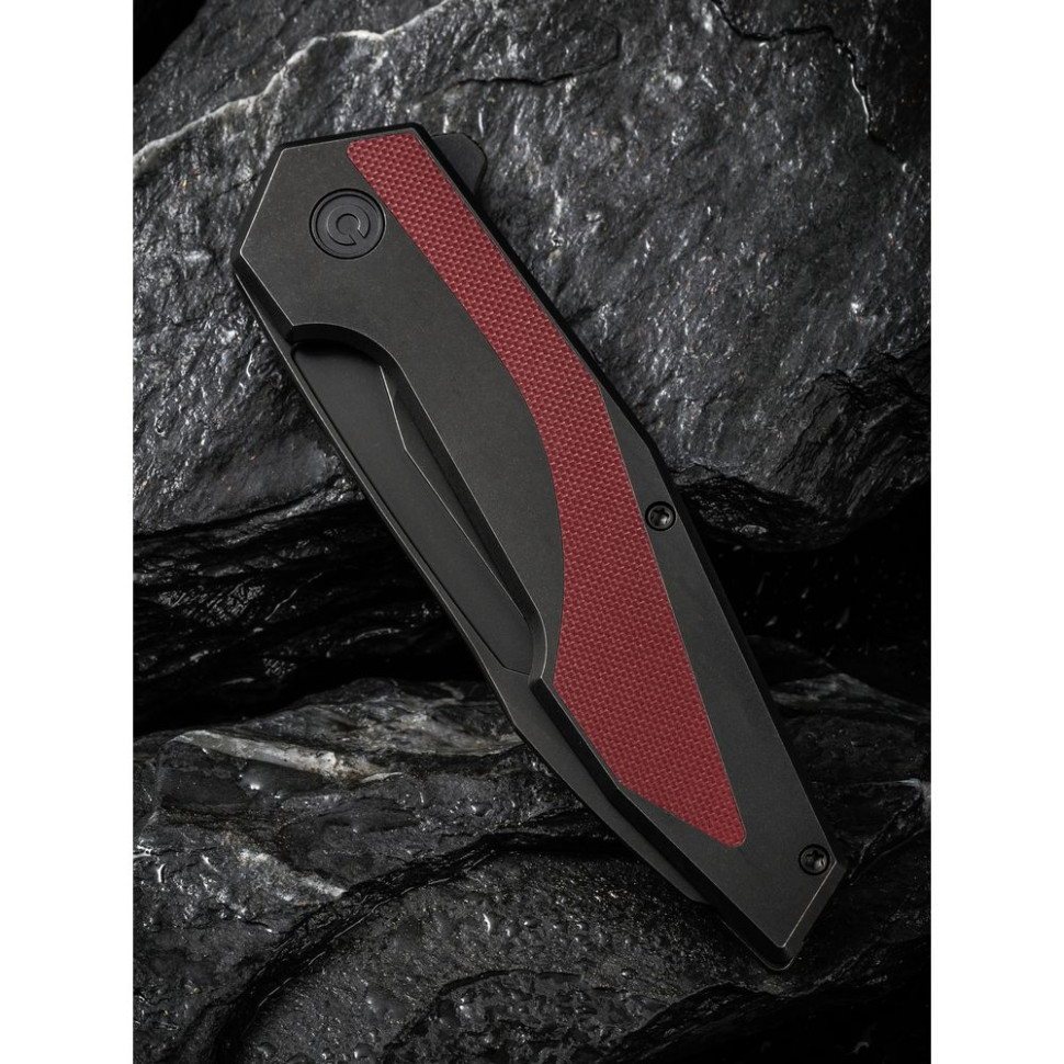 Нож складной туристический Civivi Hypersonic, (9.4 см) 14C28N / Steel & G10 чорно-бордовий