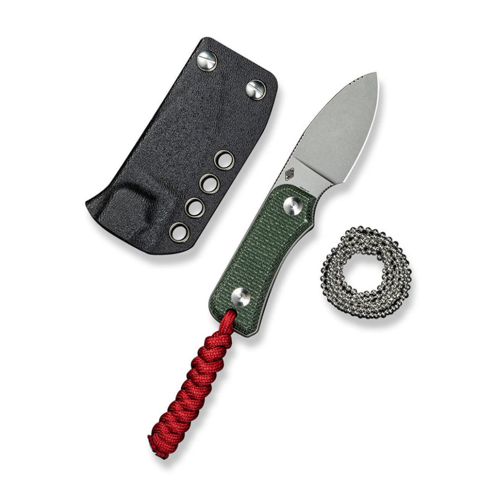 Ніж фіксований кишеньковий Civivi Baby Banter, (6.1 см) Nitro-V / Micarta темно-зелений з чохлом