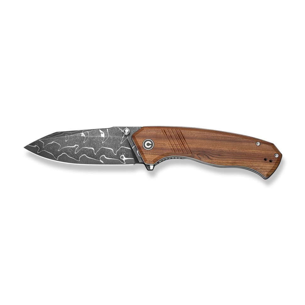 Нож складной туристический Civivi Placoid, (9.3 см) Damascus / Guibourtia Wood