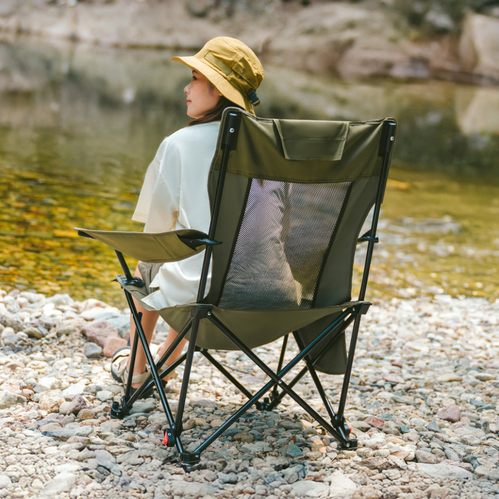 Крісло-шезлонг складане Naturehike CNK2550JJ023 Nightfall T05, сталь, оливкове