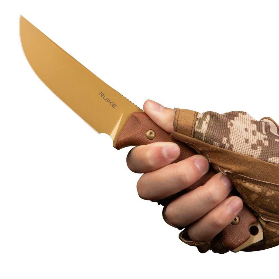 Нож охотничий с фиксированным клинком Ruike F186-MN, (11.8 см) D2 / Micarta коричневый