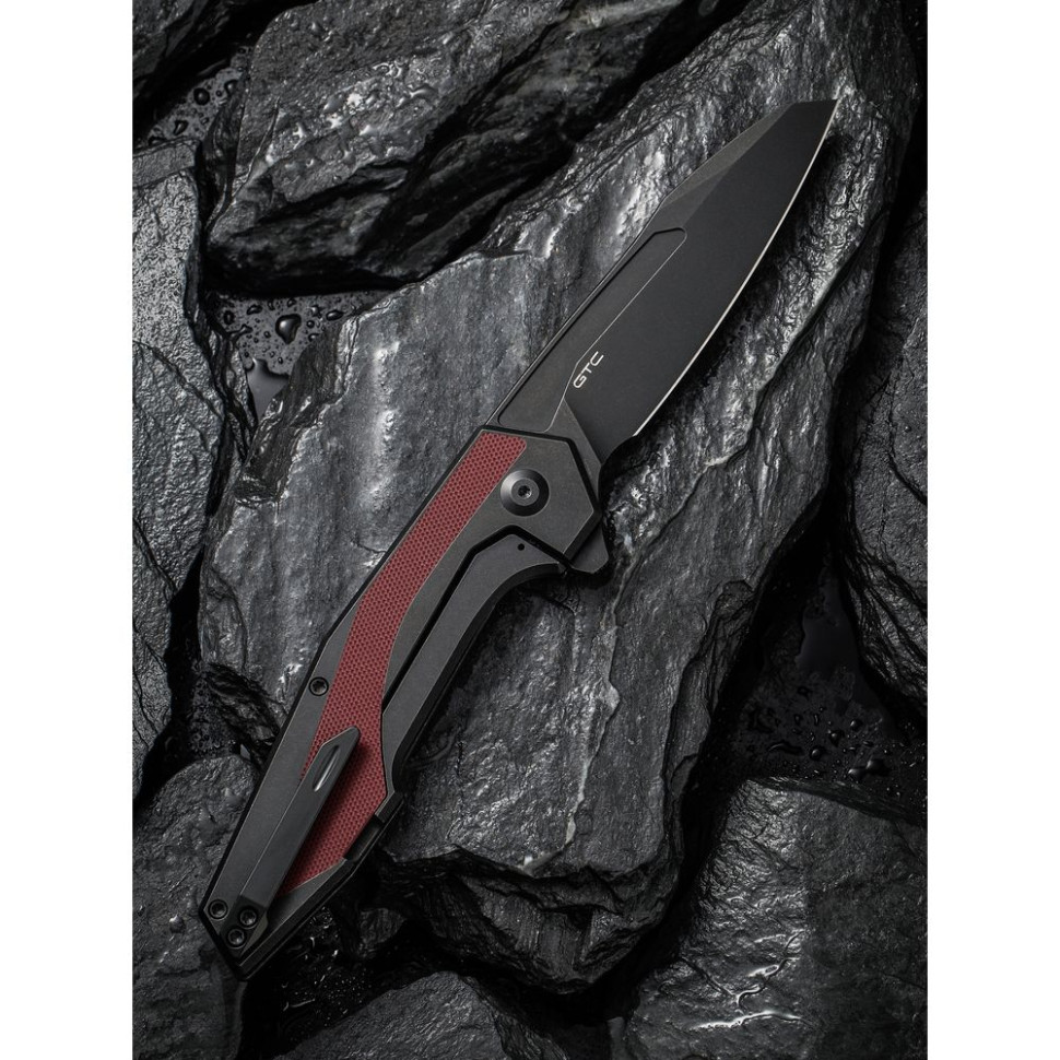Нож складной туристический Civivi Hypersonic, (9.4 см) 14C28N / Steel & G10 чорно-бордовий