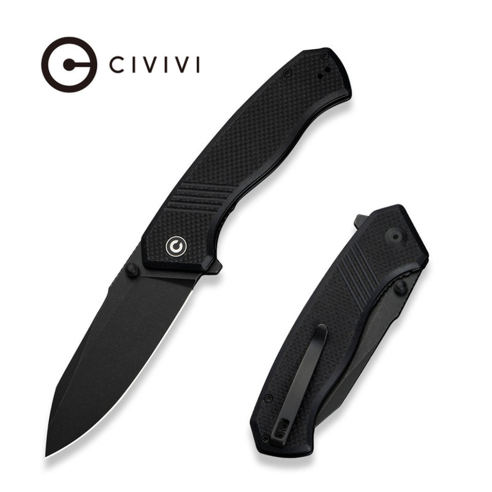 Нож складной туристический Civivi Placoid, (9.3 см) 14C28N / G10 черный