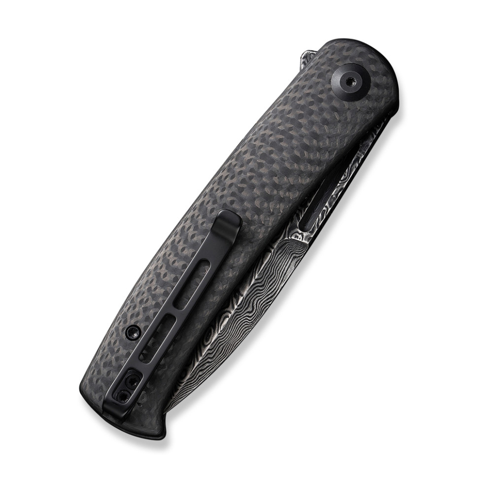 Ніж складаний туристичний Civivi Caetus Flipper, (8.8 см) Damascus / Carbon Fiber