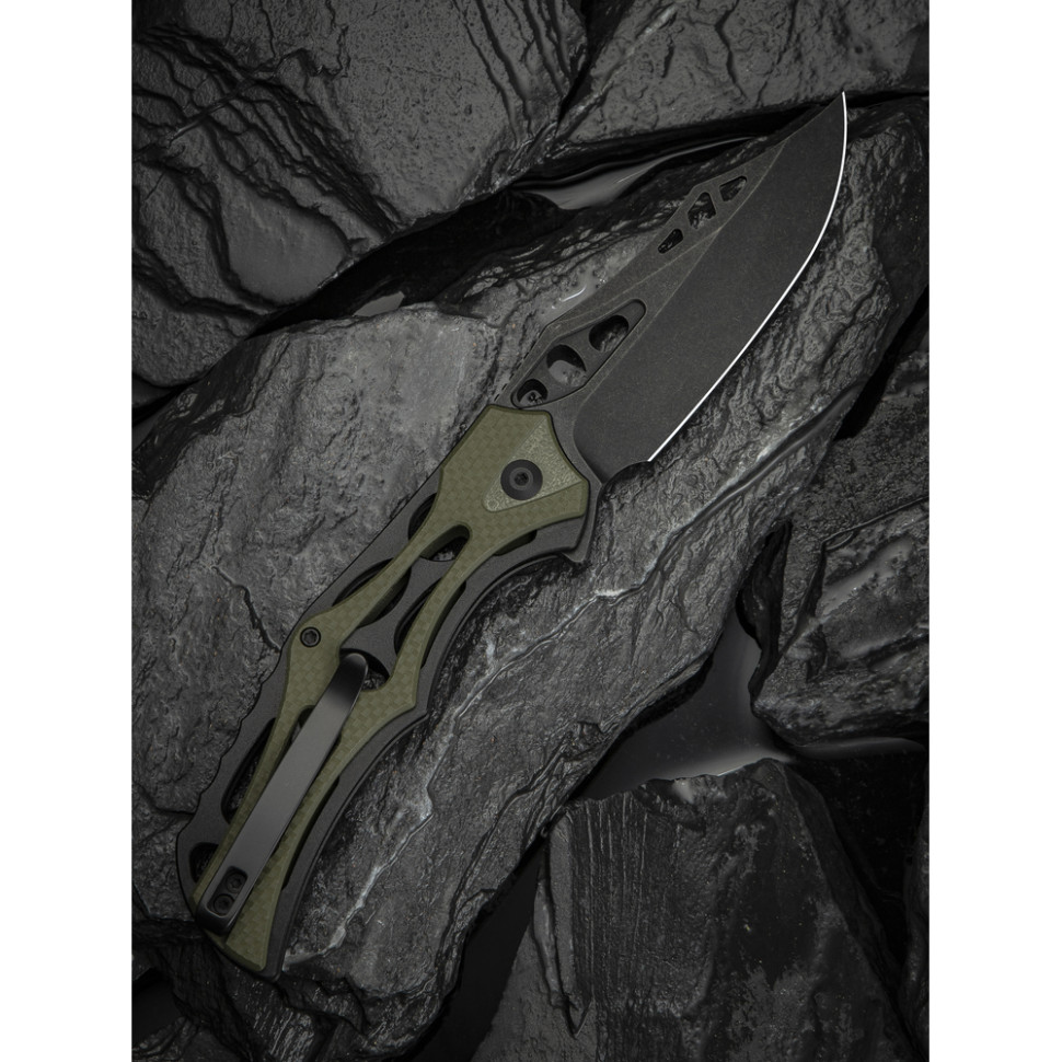 Ніж складаний туристичний Civivi Biophase, (8.9 см) Nitro-V / Aluminum & G10 чорно-зелений, фото 11