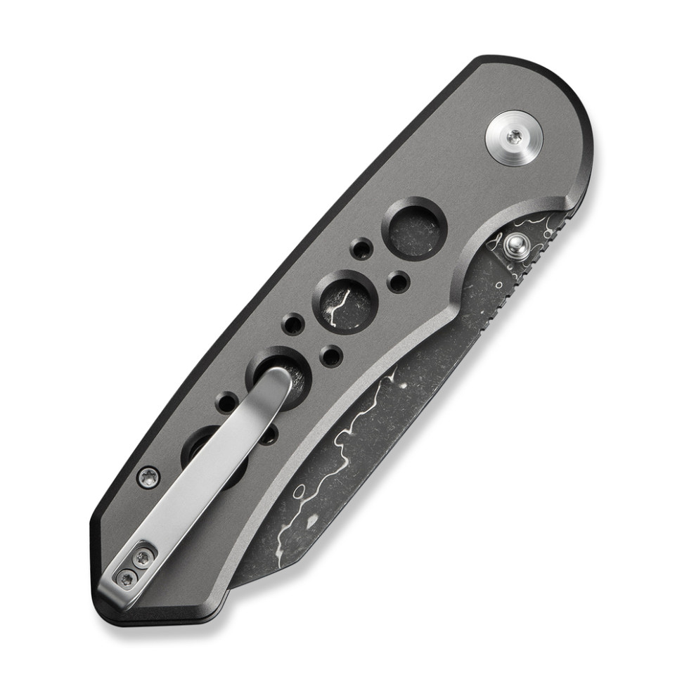 Ніж складаний туристичний Civivi Pragma Prime, (8.9 см) Damascus / Aluminum сірий, фото 5