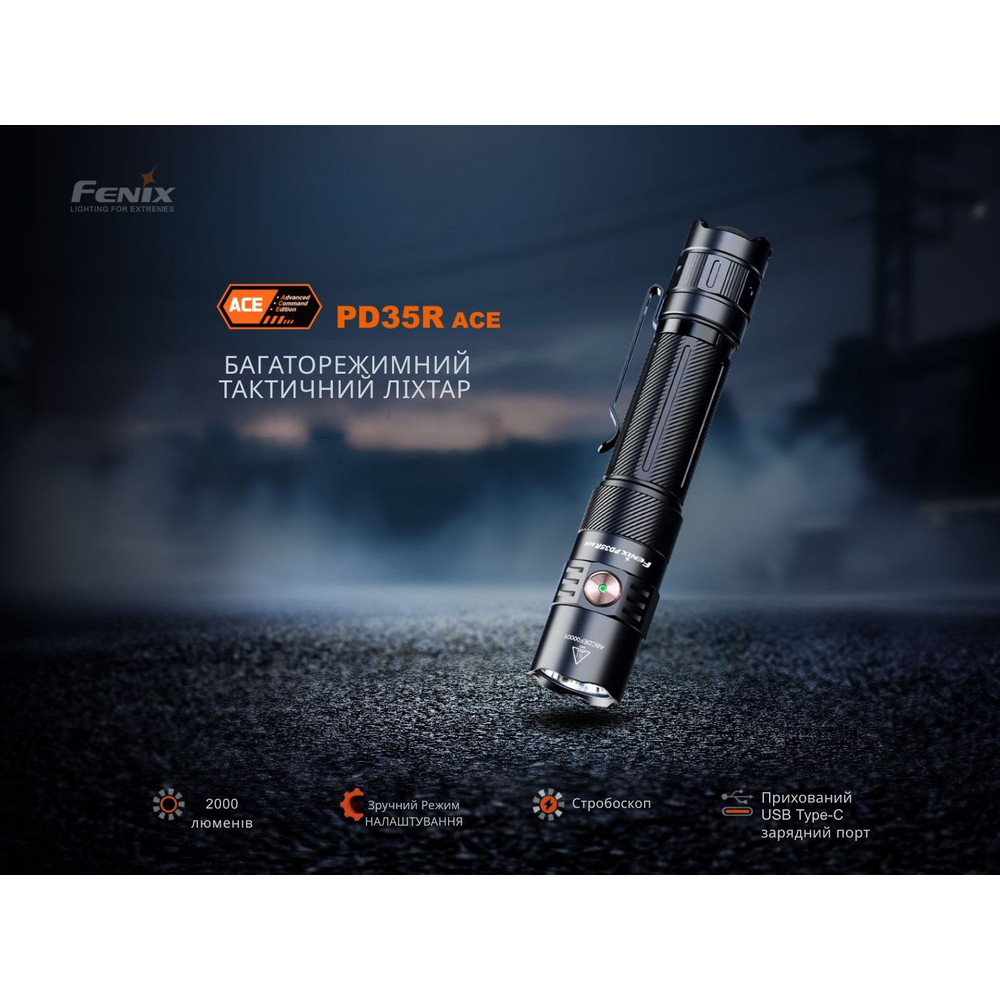 Ліхтар тактичний ручний Fenix PD35R ACE 2000 лм