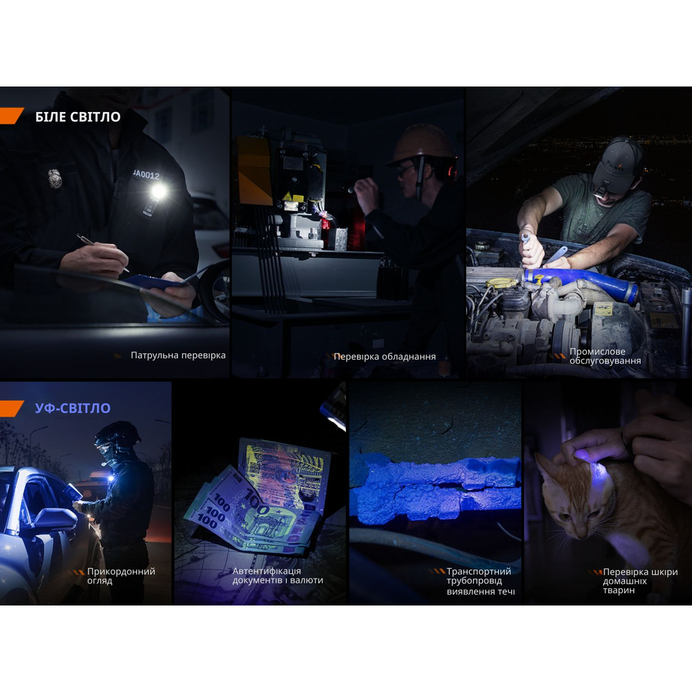Ліхтар ручний Fenix SW05R-UV LED чорний, фото 15