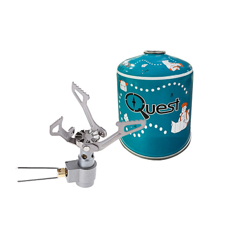 Набір Газовий пальник титановий BRS-3000T + Газовий балон різьбовий бутановий Quest, 450гр